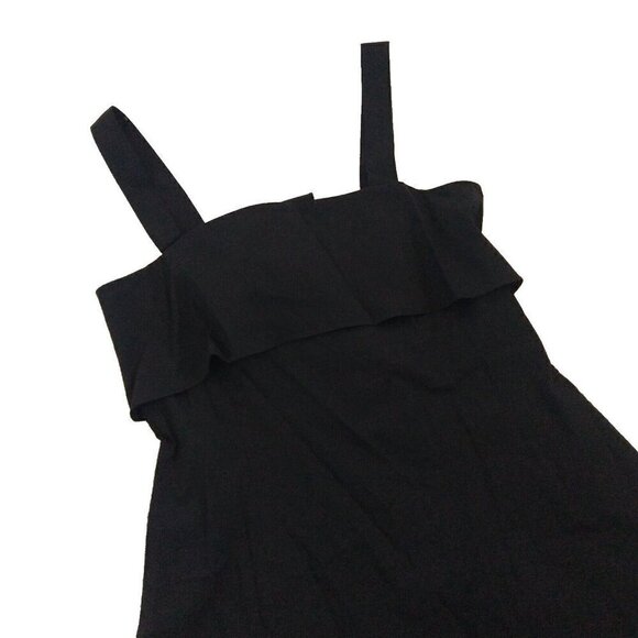 Theory Drape Back Dress Size 10 Black Linen Blend Stretch Sleeveless Fit & Flare - Picture 8 of 14